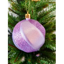 Новорічна куля в блискітках "Хвилька" Ø80мм фіолетова, ціна за набір 4шт